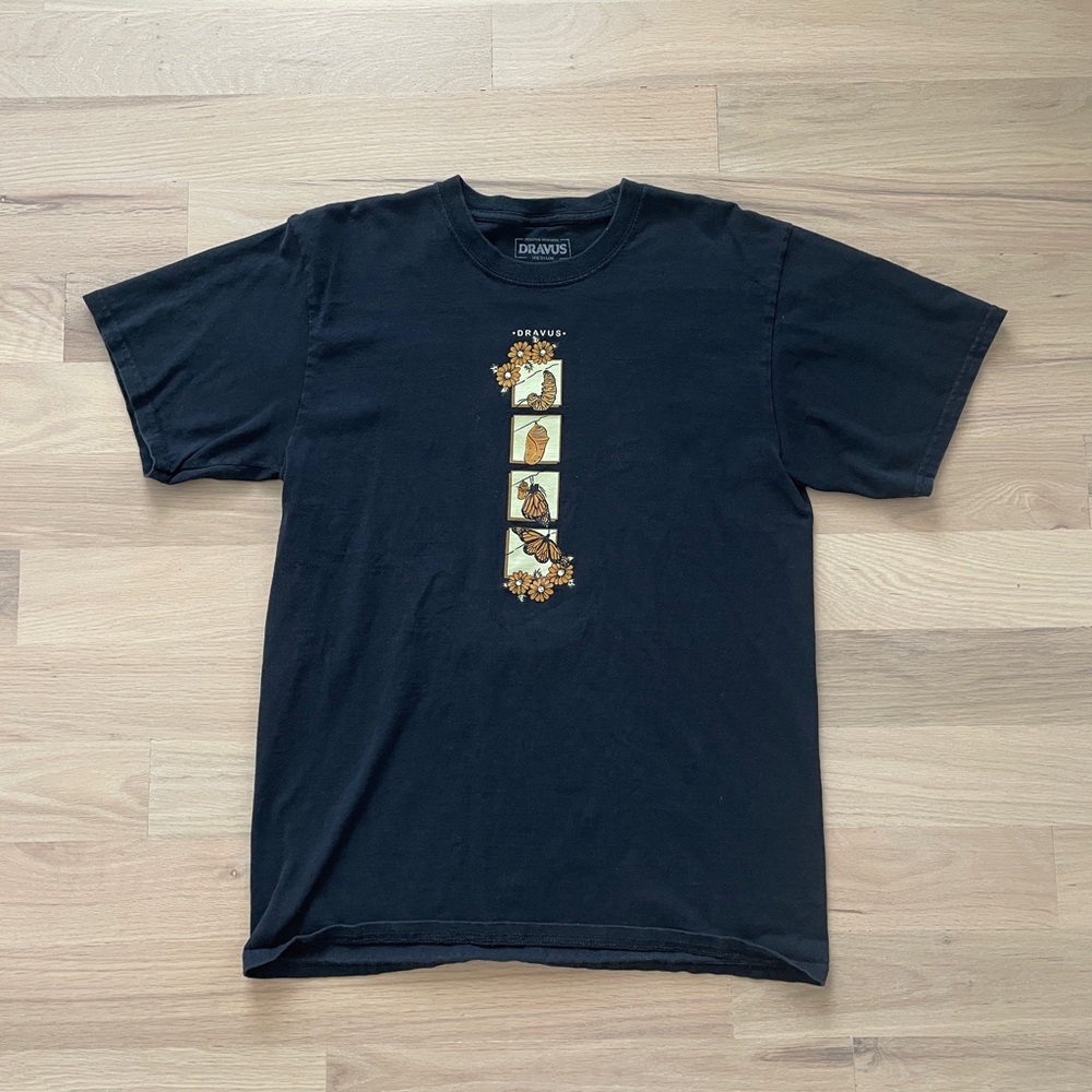 Dravus/Zumiez Men’s Black/Yellow/Orange Practice Patience Butterfly T-Shirt